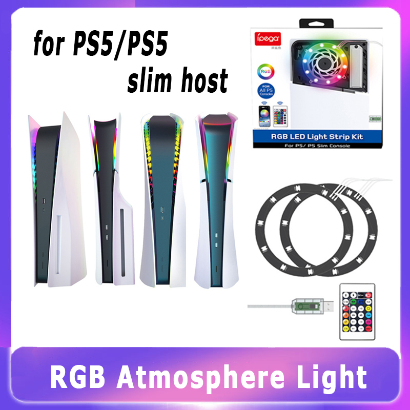 Gaming Console App - RGB ไฟ LED สำหรับ PS5/PS5คอนโซลแบบบางไฟสร้างบรรยากาศ8สีสำหรับแอป/ รีโมทคอนโทรล