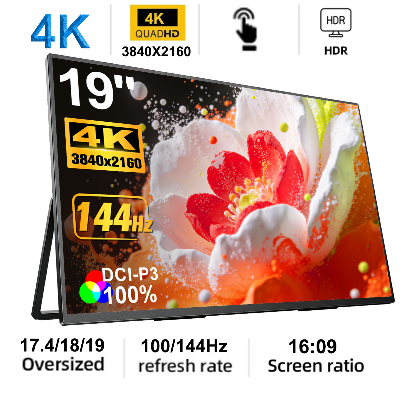 Gaming Console Connect With Phone - จอภาพพกพาสำหรับเล่นเกม 4K ขนาด 17.4/18.5/19 นิ้ว 2160P